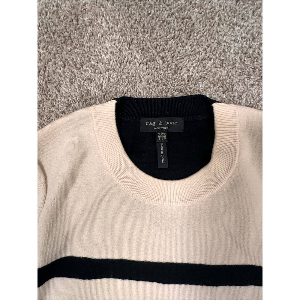 Rag & Bone Cream and Black Striped Long-Sleeve Tee - Picture 3 of 5